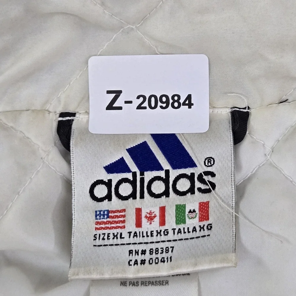 VINTAGE Adidas Men Jacket XL Black 90s Nylon Striped Activewear Zipper READ